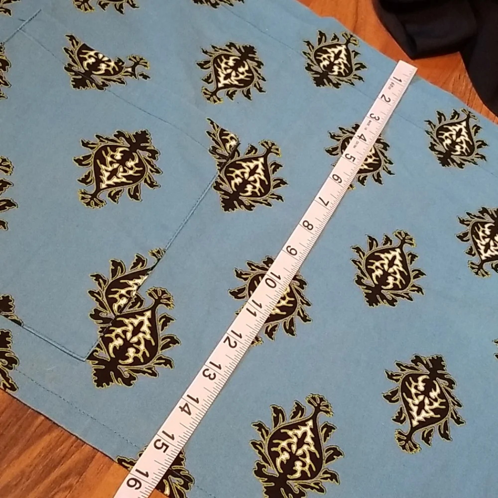 Hen House Linens Blue Black Cocktail Apron with Tie Bow & Pocket